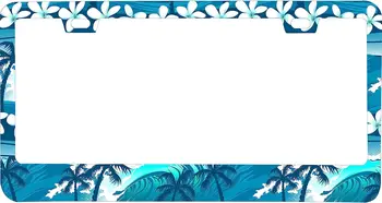 Хавайски морски Океанская вълна, Синя рамка регистрационен номер за жени, мъже, Черна рамка на регистрационен номер от неръждаема стомана, винтове с 2 дупки за кола