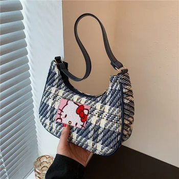 Чанта Sanrio kuromi за подмишниците, модерна чанта на рамото за момичета, чанта Hello kitty, чанта за пазаруване за анимационни момичета, чанта-тоут cinnamon my Melody