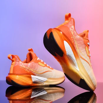 2023 Нова Тенденция Мъжки Обувки за Бягане, Дишащи Дамски Маратонки дантела, Оранжево-Синя Популярна Унисекс Спортни обувки