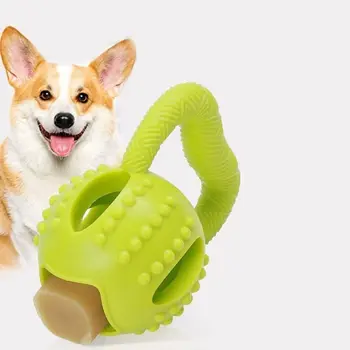 Устойчиви на укусам играчки за дъвчене за кучета, Интерактивен зелен квадратен топка с дръжка, диспенсер за лакомство за кучета TPR, Избавляющий от скука