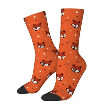 Цветни Мъжки чорапи Happy с шарките на лисици, Реколта чорапи с животни от картун Лисица, Harajuku, ново, подарък чорап с принтом на Екипажа